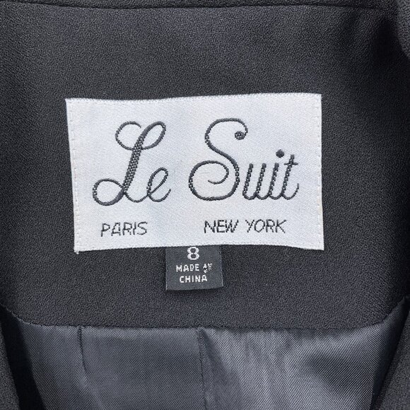 Le Suit Skirt Set Women 8 36/27Wx24L Black‎ Crepe Double Breasted Career Classic - Picture 3 of 15